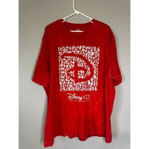 Disney 100 Cotton Blend “100 Years of Wonder” Crew Neck T-Shirt Red – Size 2XL